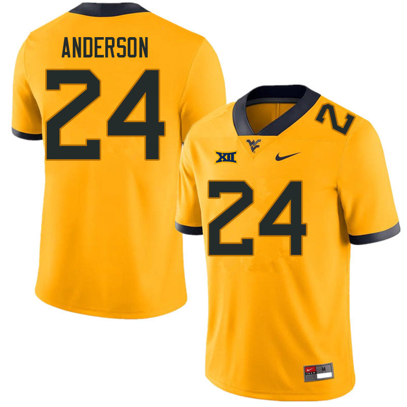 Men #24 Jaylen Anderson West Virginia Mountaineers College Football Jerseys Sale-Gold